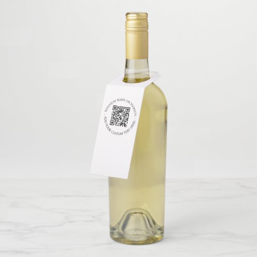 QR-code | Minimale, eenvoudige, eenvoudige witte s Flessenhanger (Schuin)