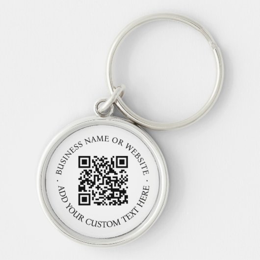 QR-code | Minimale, eenvoudige, eenvoudige witte s Sleutelhanger (Voorkant)