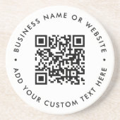 QR-code | Minimale, eenvoudige, eenvoudige witte s Zandsteen Onderzetter (Voorkant)