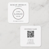 QR-code Minimale Logo-vierkant Visitekaartje (Voorkant / Achterkant)