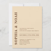 QR-code Minimale moderne beige bruiloft Kaart (Voorkant)