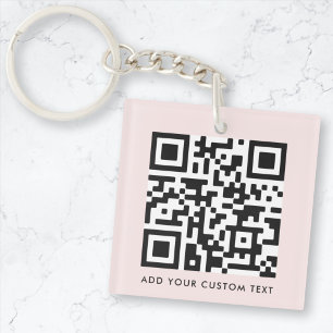 QR-code minimaliseert eenvoudige dubbelroze aangep Sleutelhanger