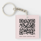 QR-code minimaliseert eenvoudige dubbelroze aangep Sleutelhanger (Voorkant)