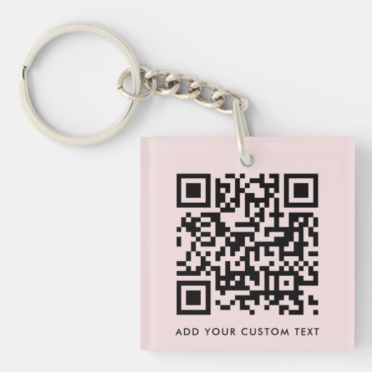 QR-code minimaliseert eenvoudige dubbelroze aangep Sleutelhanger (Voorkant)