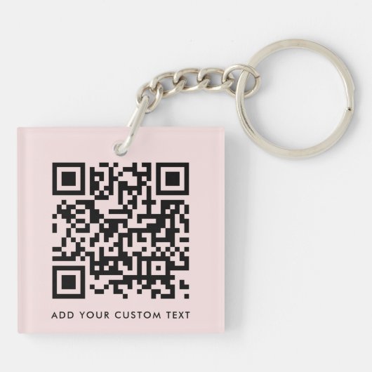 QR-code minimaliseert eenvoudige dubbelroze aangep Sleutelhanger (Achterkant)