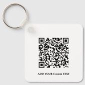 QR-code minimaliseert eenvoudige witte aangepaste  Sleutelhanger (Voorkant)