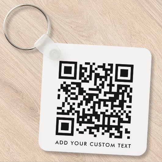 QR-code Minimaliseert eenvoudige, witte aangepaste Sleutelhanger
