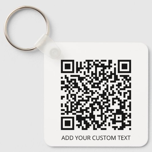 QR-code minimaliseert eenvoudige witte aangepaste  Sleutelhanger (Voorkant)