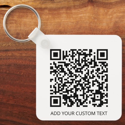 QR-code minimaliseert eenvoudige witte aangepaste Sleutelhanger (Voorkant)