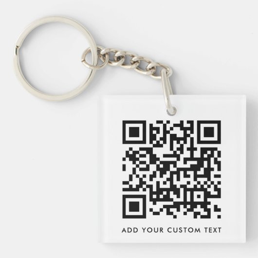 QR-code Minimaliseert eenvoudige, witte aangepaste Sleutelhanger (Voorkant)