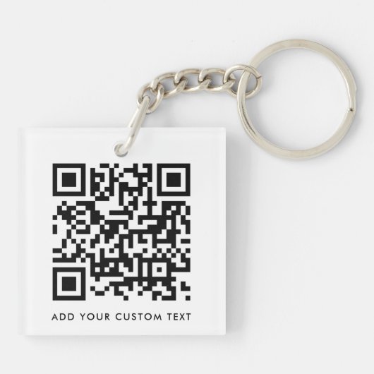 QR-code Minimaliseert eenvoudige, witte aangepaste Sleutelhanger (Achterkant)