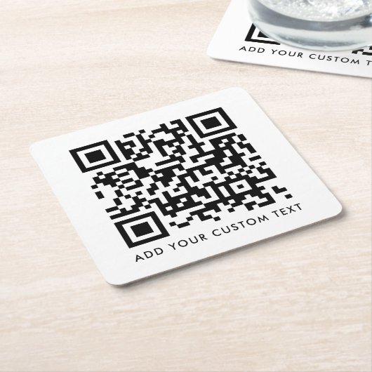 QR-code Minimaliseert eenvoudige, witte aangepaste Vierkante Kartonnen Onderzetter (Schuin)