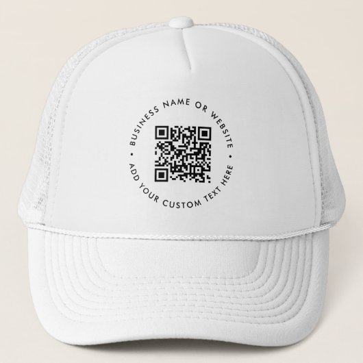 QR-code minimaliseert eenvoudige, witte, schone Trucker Pet (Voorkant)