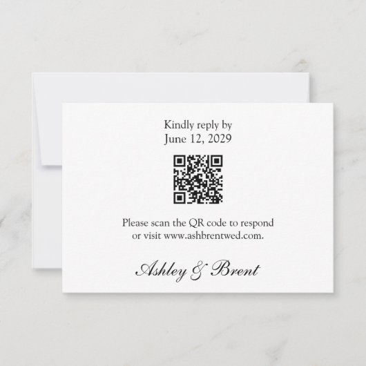 QR Code Minimalist Classic Black White RSVP Card (Devant)