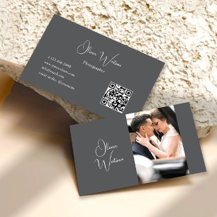 QR Code Minimalist Grijs Schrift Fotograaf Visitekaartje
