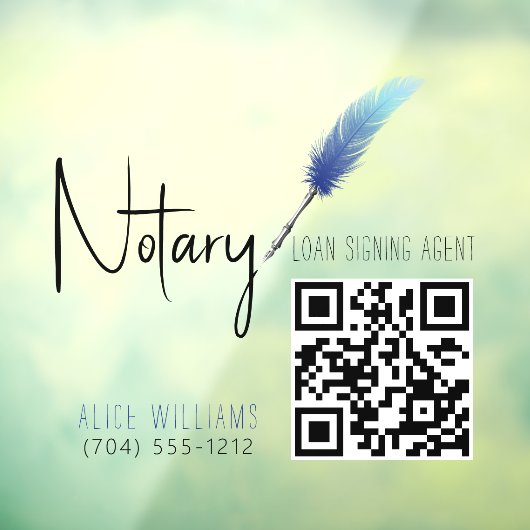 QR-code Minimalistisch Blauw & Wit Notaris Raamsticker (Vel 3)