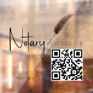 QR-code Minimalistisch Bruin & Wit Notaris Raamsticker