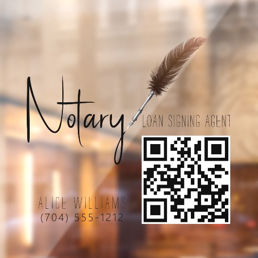 QR-code Minimalistisch Bruin & Wit Notaris Raamsticker (Vel 2)
