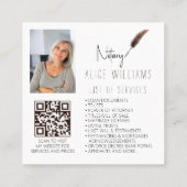 QR-code Minimalistisch bruin/witgeluid Vierkante Visitekaartje (Achterkant)