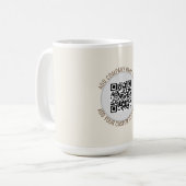 QR-code minimalistisch eenvoudig grijs Koffiemok (Voorkant links)