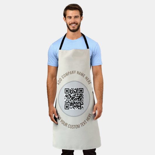 QR-code minimalistisch eenvoudig grijs Schort (Gedragen)