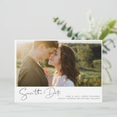 QR Code minimalistisch modern 3 foto Verloving Save The Date (Staand voorkant)