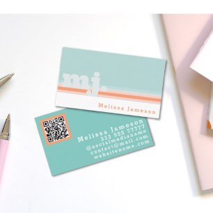 QR-code   minimalistisch monogram van munt en perz Visitekaartje