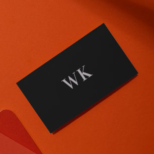 QR-code minimalistisch monogram zwart, zilver grij Visitekaartje