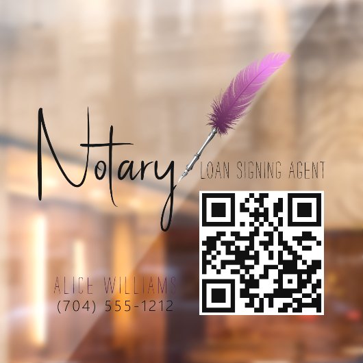 QR-code Minimalistisch Roze & Wit Notaris Raamsticker (Vel 2)