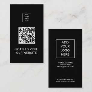 QR Code Minimalistisch Zwart Aangepast Logo Netwer Visitekaartje