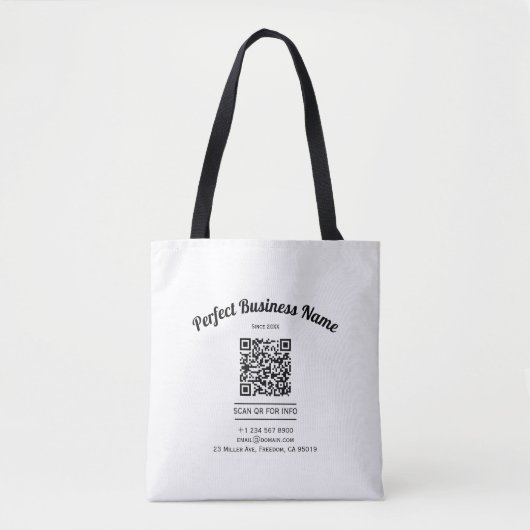 QR-code minimalistisch zwart en wit eenvoudig held Draagtas (Voorkant)