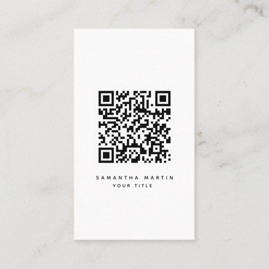 QR-code minimalistisch zwart-wit Visitekaartje (Achterkant)