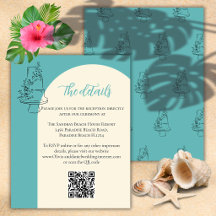 QR Code Minimalistische Beach Trouwkaart Details K