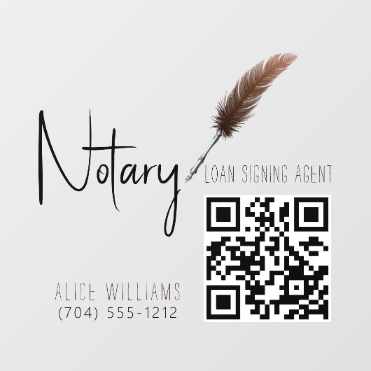QR-code Minimalistische bruine en witte notaris Raamsticker (Vel)