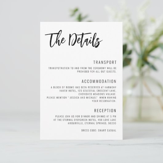 💍QR code Minimalistische Elegante bruiloft Informatiekaartje (Staand voorkant)