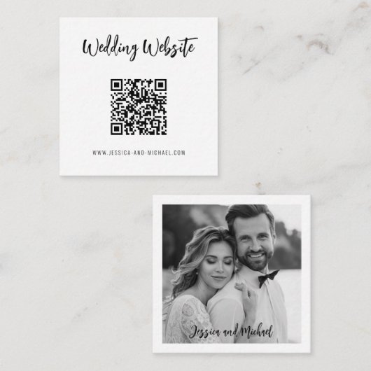 💍QR-code Minimalistische Elegante trouwwebsite Informatiekaartje (Voorkant / Achterkant)