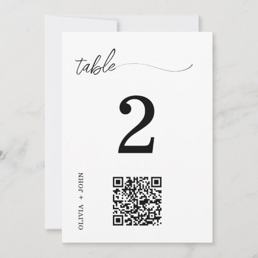 QR Code Minimalistische Trouwtafel Plaats Kaart (Voorkant)