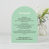 QR Code Mint Green Wedding Details Kaart (Staand voorkant)