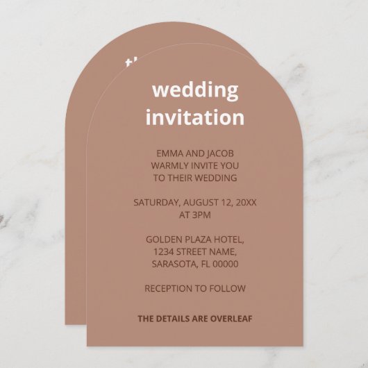 QR Code Mocha Tout en un Faire-part de mariage (Devant / Derrière)