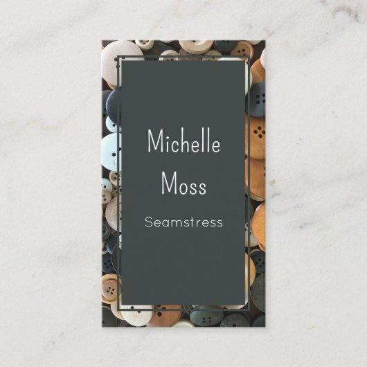 QR code Mode Naadstress Buttonnen Classic Grijs Visitekaartje (Voorkant)