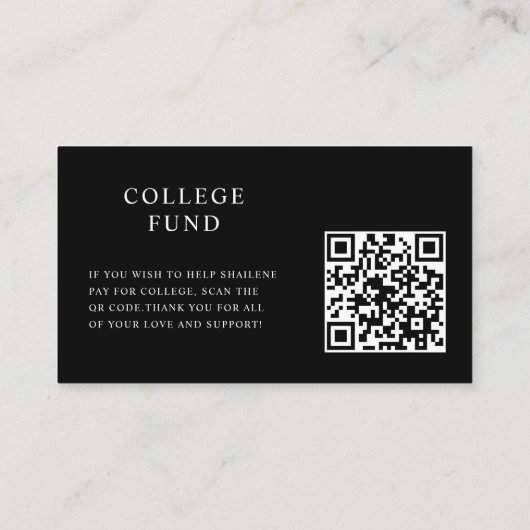 QR Code Modern Afstuderen College Fund Scan Kaart Visitekaartje (Achterkant)