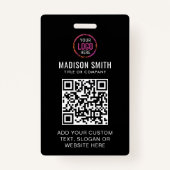 QR Code Modern Black Business Logo Event Badge (Devant)