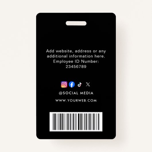 QR Code Modern Black Business Logo Event Badge (Dos)