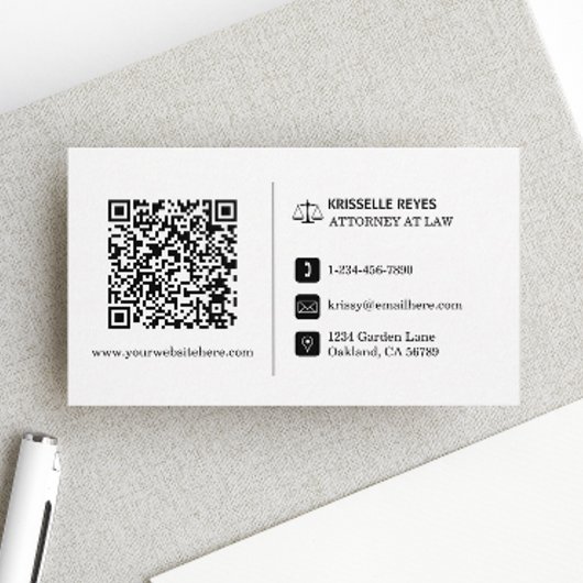 QR-code Modern Black en White Professional Visitekaartje