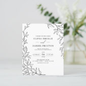 QR-code Modern Black & White Minimal Leaf Wedding (Staand voorkant)
