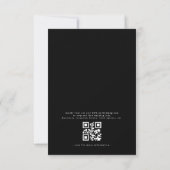 QR-code Modern Black & White Minimal Leaf Wedding Kaart (Achterkant)