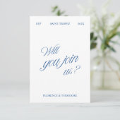 QR Code Modern Blue & White Wedding RSVP (Debout devant)
