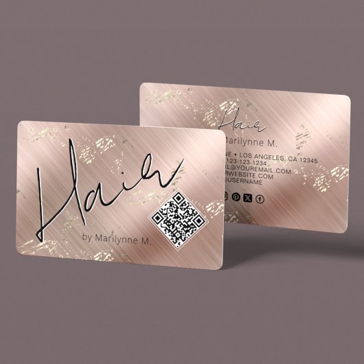 QR Code Modern Chic Roze Haar Visitekaartje