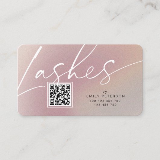QR-code modern chic stylish lash visitekaartje (Voorkant)