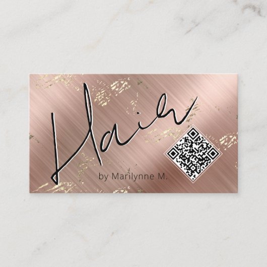 QR Code Modern Chique Roze Haar Visitekaartje (Voorkant)